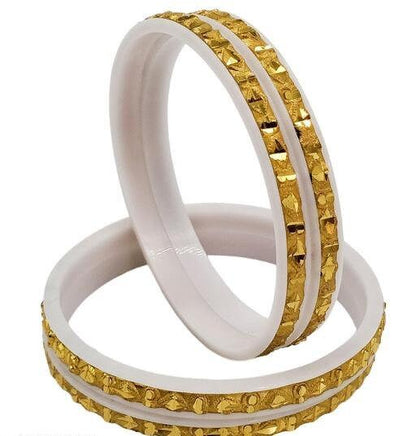 Pack Of 8 Mokor Mukh Sakha Pola Gold Binding Bengoli Bangles, Shakha Pola Bangles, Red White Copper Plated Bangles, Acrylic Bangoli Bangles