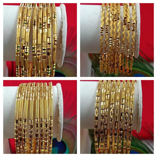 8 Indian Gold shinning Bangles set, Tradition Golden Bangles, Wedding Jewelry, Bridemaid Gift, Gold Bracelet Set, Indian Metal Bangles