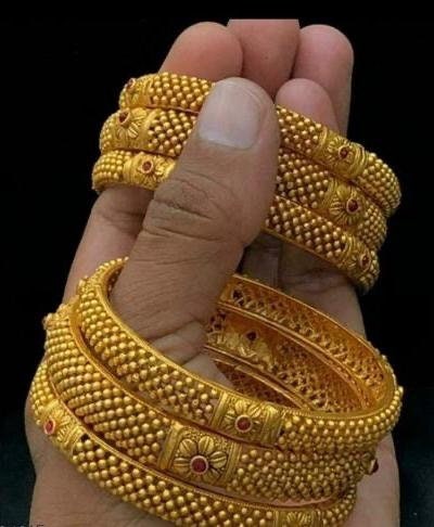 Pack Of 6 Golden Bangles, Indian Beautiful Kalamkari Gold Bangles Set, Indian Jewelry, Gold Indian Bangles, Bracelet Hand Accessories