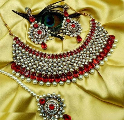 Beaded Kundan Necklace Set / Handmade Kundan Jewelry Set / Festive Necklace Set/Jewelry set for women/ Indian Wedding Necklace Set