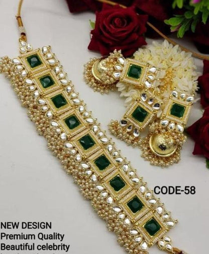 Wedding Beaded Kundan Necklace Set / Handmade Kundan Jewelry Set / Festive Necklace Set/Jewelry set for women/ Indian Wedding Necklace Set