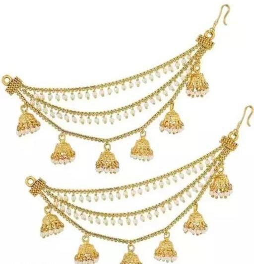 Indian ear chains, pearl kaan chain, saharas, bahubali ear chain, kundan earchain, bahubali earrings, jhumki chandbaliyan