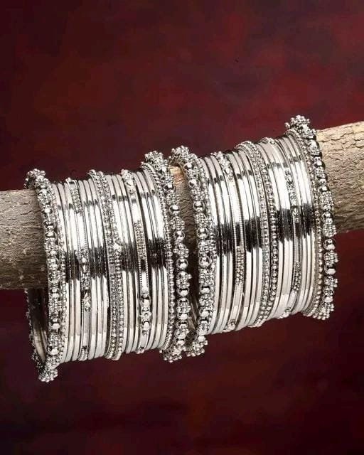 Oxidised Polish Silver Metal Oxidised Bangles Set, Oxidised Chudiya, Ethnic Chudiya Bangles Set, Traditional Bangles, Bracelet & Bangles