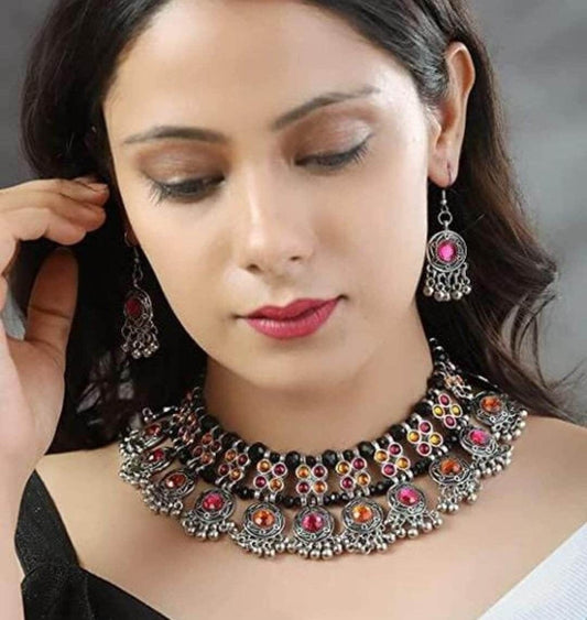 Tribal Necklace / Oxidised Choker / Necklace / Choker Necklace for Women/ Kundan Choker / Vintage / Bollywood Jewelry/ Indian Jewelry/ Gifts