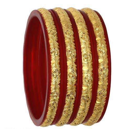 Traditional Gold Binding Pola Bangles, Shakha Pola Bangles, Red Copper Plated Bangles, Acrylic Bangles, Bangoli Bangles, Golden Bangles