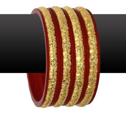 Traditional Gold Binding Pola Bangles, Shakha Pola Bangles, Red Copper Plated Bangles, Acrylic Bangles, Bangoli Bangles, Golden Bangles