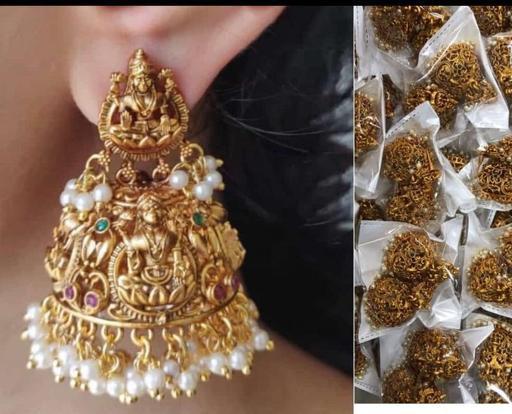 Traditional Temple South Copper Gold Plated Earrings, Kundan Chanbaliyan, Kundan Earrings, Bahubali Jewelry, South Indian Jhumka Earrings