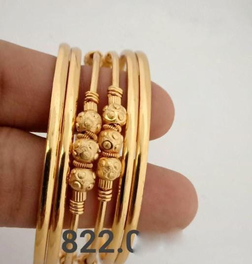 Pack Of 6 Indian Gold Bangles Set, 22k Gold Plated, 6 Set Bangles , Traditional Indian, Gift for Her, Wedding Jewelry, Bridesmaid Gift