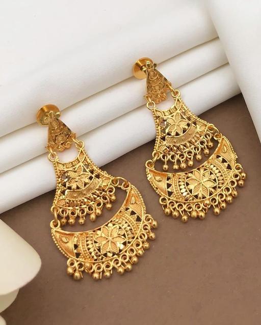 Unique Copper Matte Gold Plated Long Jhumka Earrings, Golden Long Earrins, Gold Beads Jhumka, Kundan Chanbaliyan, Kundan Earrings Jewelry